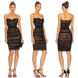 Norma Kamali Walter Strapless Mesh Bodycon Dress Black NWT Size M